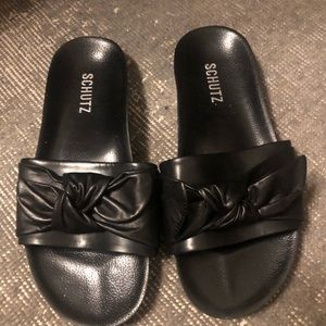 Schutz Leather Slides